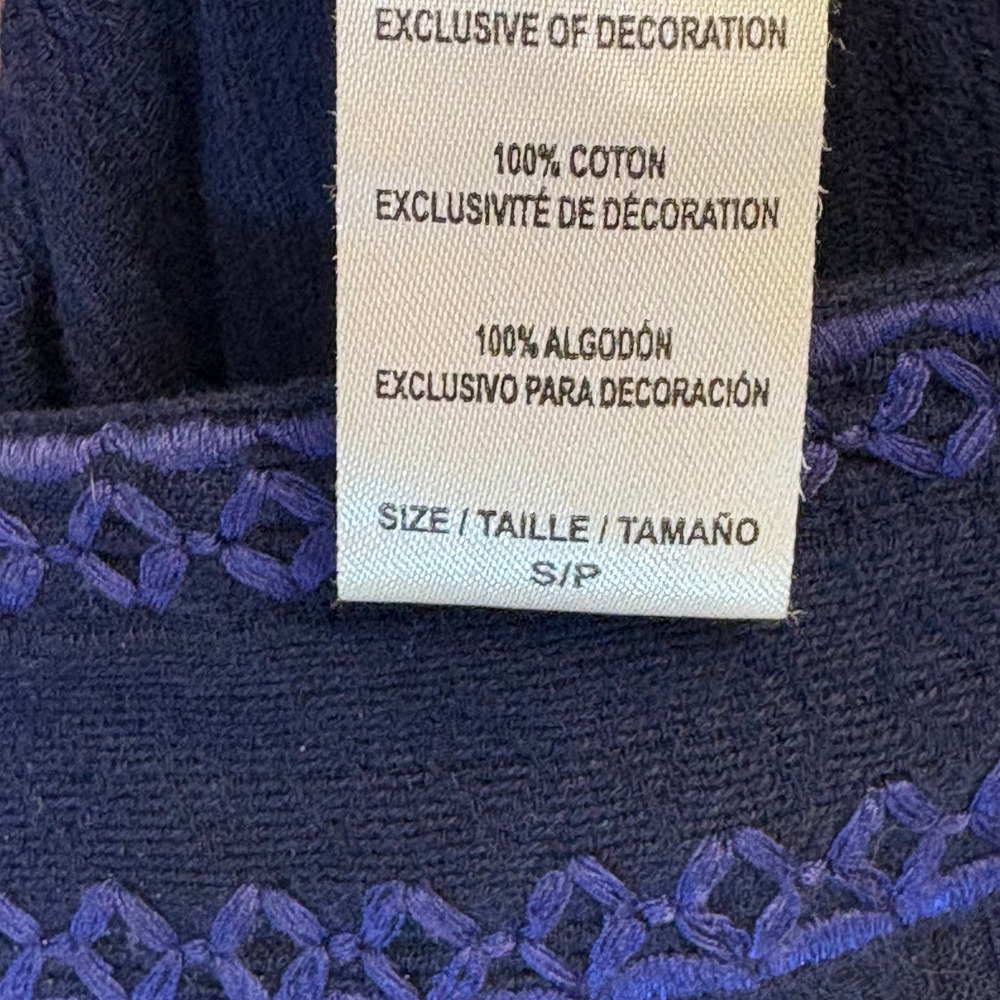 Tommy Bahama Dress Size Small Navy Blue Tiered Embroidered Cotton Gauzy Boho‎ - Picture 6 of 9